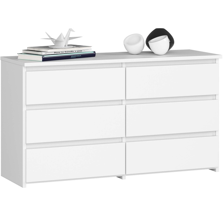 Comoda, Akord Furniture Factory, PAL, 6 sertare, 57x100x35 cm, Alb