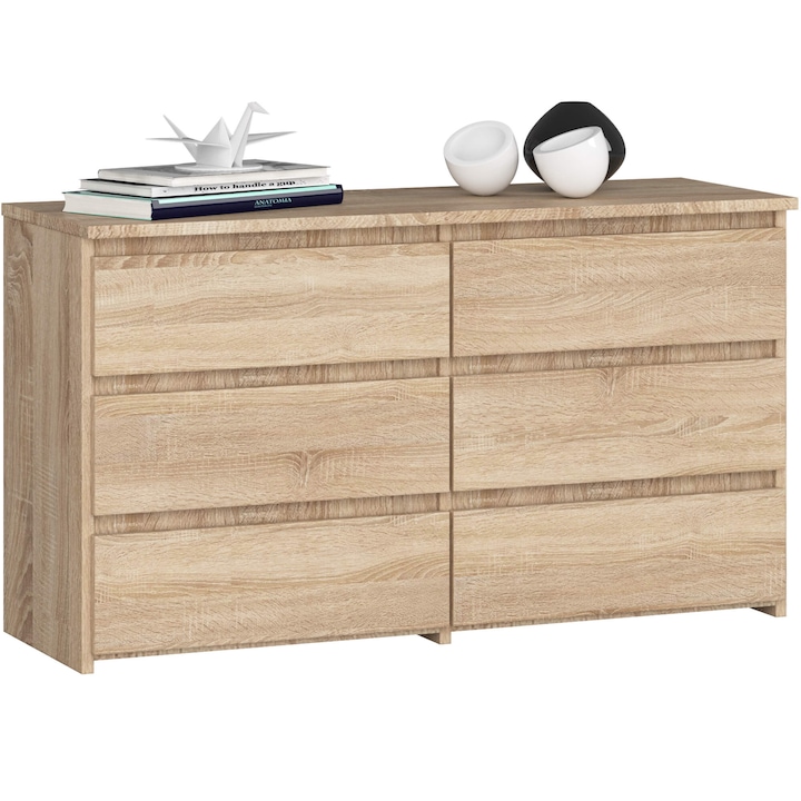 Comoda, Akord Furniture Factory, PAL, 6 sertare, 57x100x35 cm, Maro
