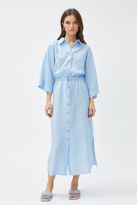 KOTON, Rochie-camasa cu talie ajustabila, Albastru pastel