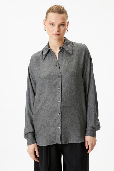 KOTON, Camasa cu guler astralucitor, Gri antracit