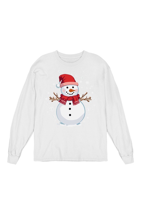 Bluza Femei, Prestige-Boutique, Craciun 2023, Omul de zapada cu fular, alb