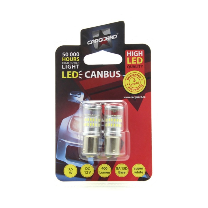 Set 2 becuri LED P21/5W 12V 3.5W, 400 lumeni, CAN-BUS, 6000k