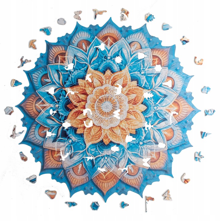 Дървен пъзел WOOD YOU DO, Blue Mandala, 650 части, 3XL