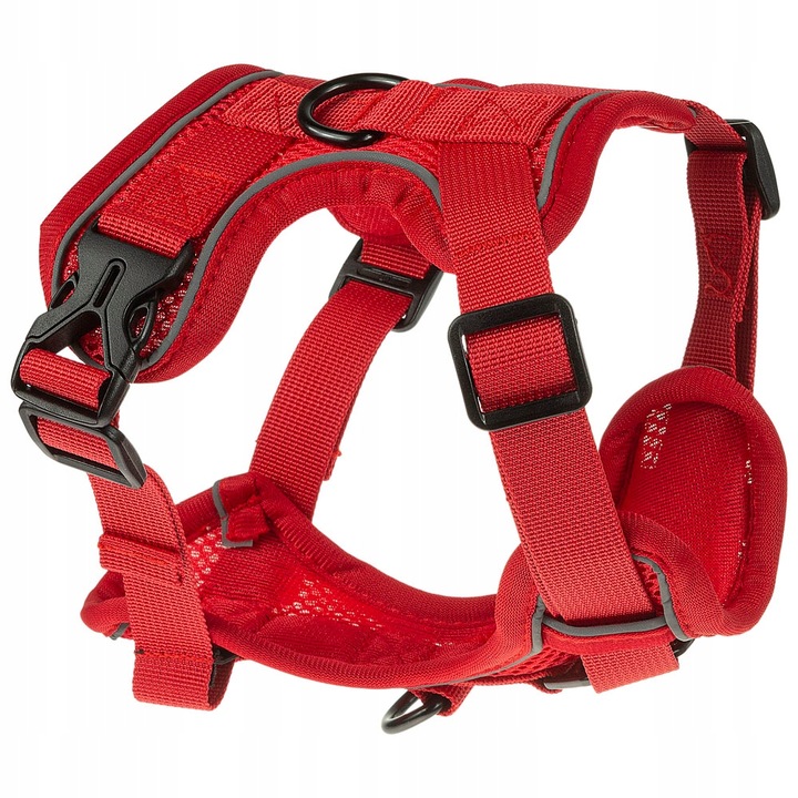 Hám és pórázvédő készlet kutyáknak és macskáknak, nyomás nélkül, fényvisszaverő, XL, piros