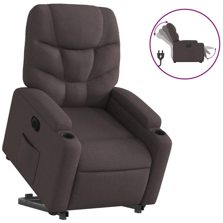Електрически стол с функция повдигане и накланяне, Zakito Europe, 74x89x100 см, тъмнокафяв