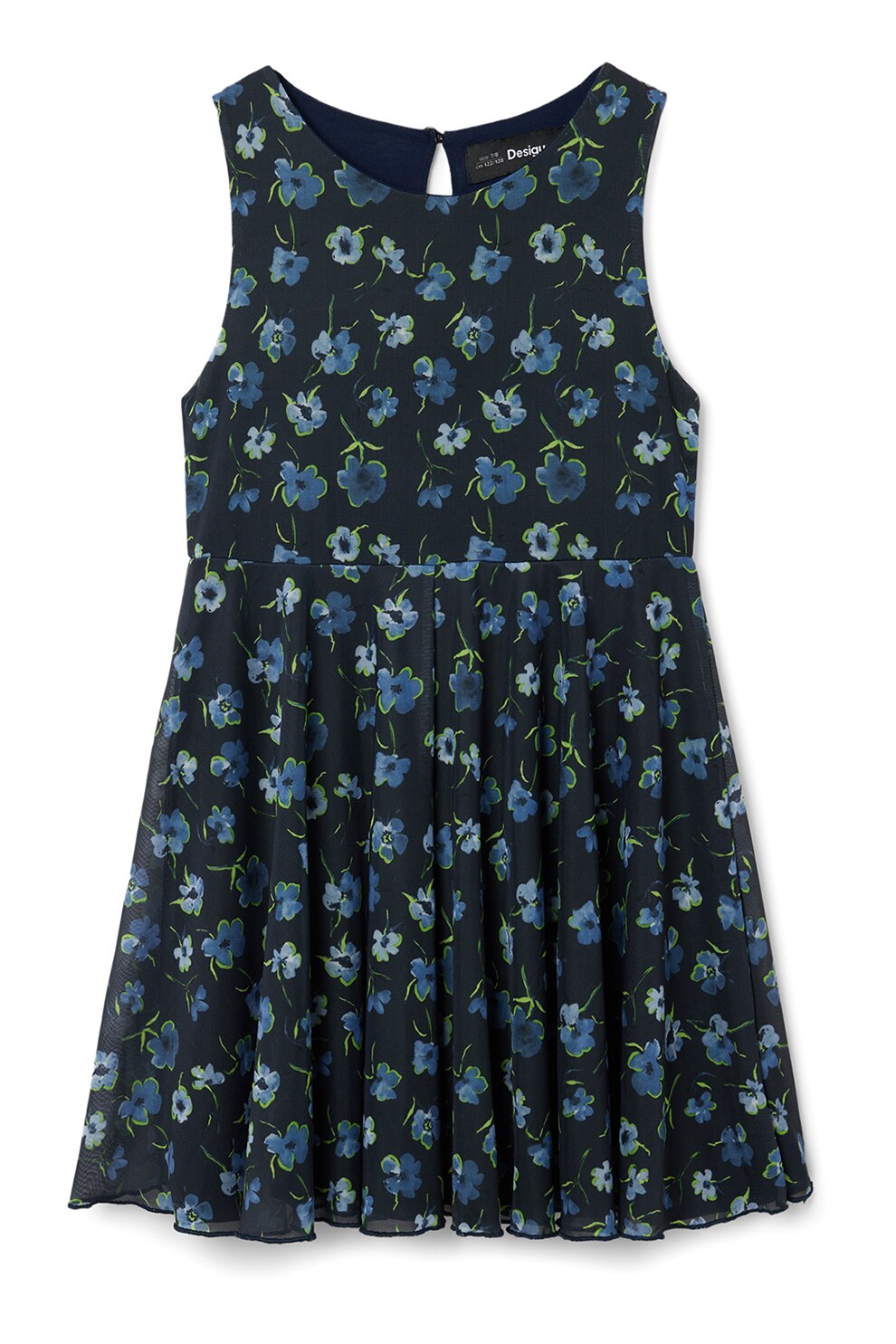 DESIGUAL, Rochie evazata cu imprimeu floral, Bleumarin, 128 CM