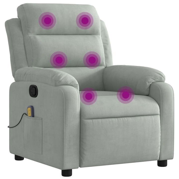vidaXL világosszürke bársony masszázsfotel 3206172