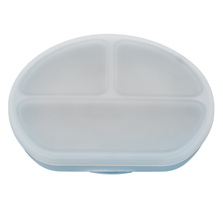 Силиконова чиния с вендуза и капак, AppeKids - Aqua Blue