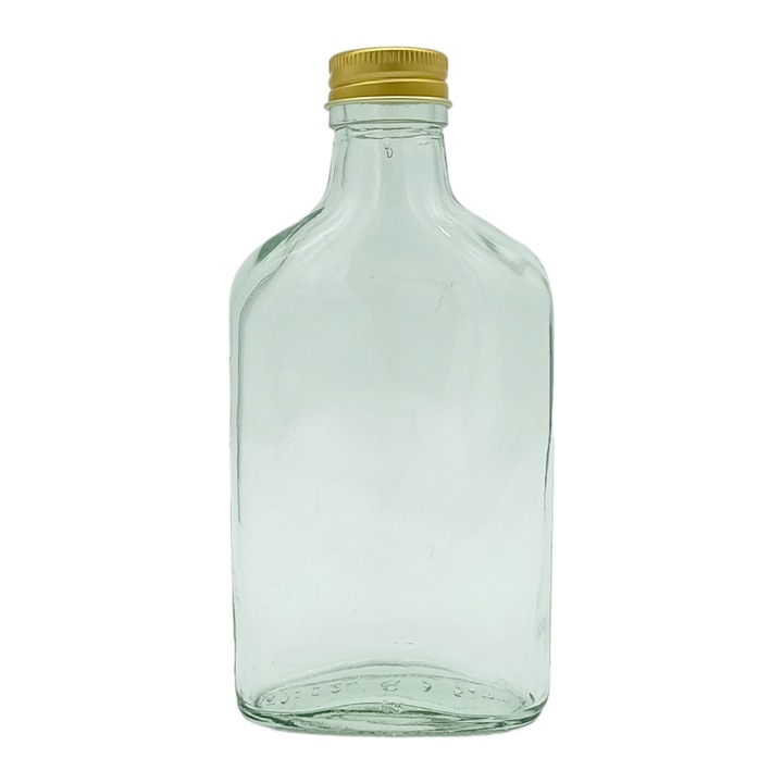 Sticla cu filet Flat-Flask, capac auriu, Publiserv, 200 ml