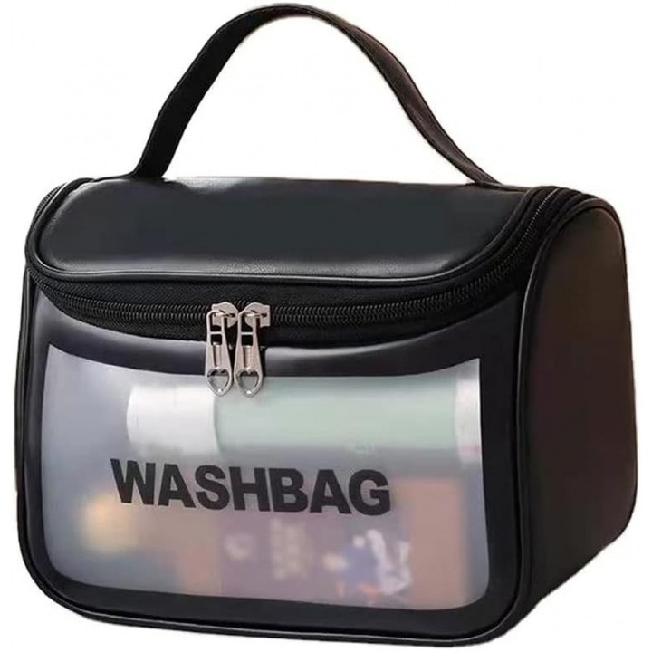 Organizator de cosmetice, WASHBAG LARGE, 22x18cm, ferestre mate, Negru