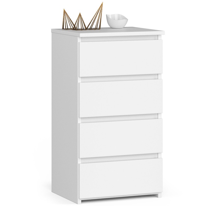 Скрин, Akord Furniture Factory, ПДЧ, 4 чекмеджета, 74x40x35 см, Бял