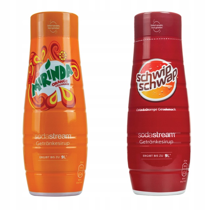 Sodastream szirup, vízkoncentrátumok Mirinda + Schwip Schwap Kóla Narancs 440ml, 2 db