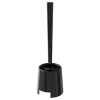 Perie WC pentru toaleta din plastic dur cu suport, negru lucios