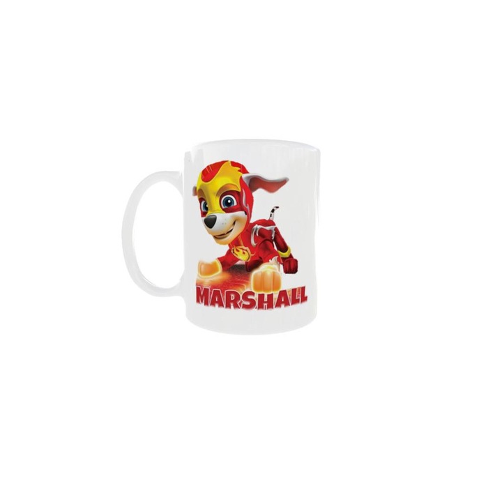 Cana alba personalizata, Marshall, Patrula Catelusilor, Filmul Cel Mare, PAW Patrol: The Mighty Movie INOVATIX, 330 ml