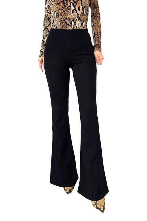 Елегантен панталон Tand, разширена кройка и еластична текстура, Черен
