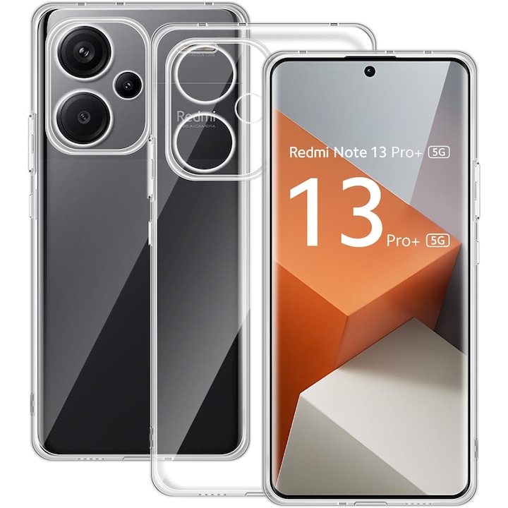Husa pentru Xiaomi Redmi Note 13 Pro+ Plus 5G Anti-Shock 1.5mm, cu protectie pentru lentile, Aiyando, transparenta