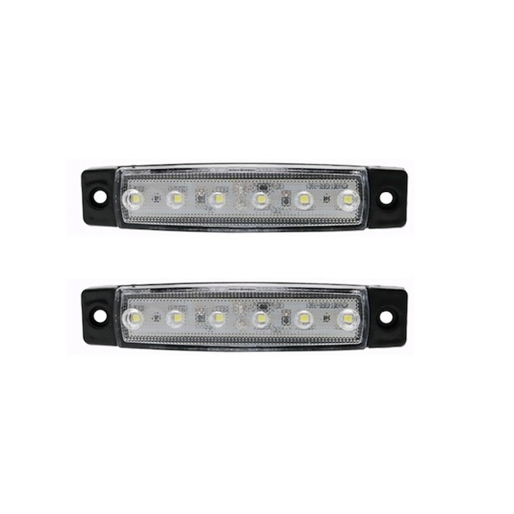 Set 4 Lampi Laterale idealSTORE, LED 12-24V, 95×20 mm, iluminare Superioara, pentru Camioane, Remorci, Autobuze, Culoare Alb