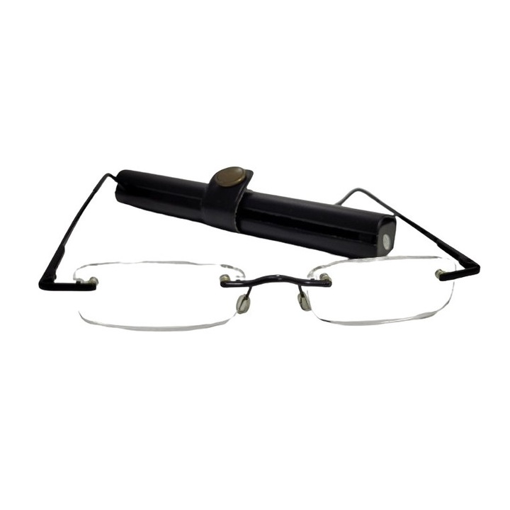 Очила, диоптър +2.0, включен кожен калъф, черни, Best