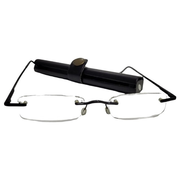 Ochelari de vedere, dioptrie +2.5, toc de piele inclus, negru, Best