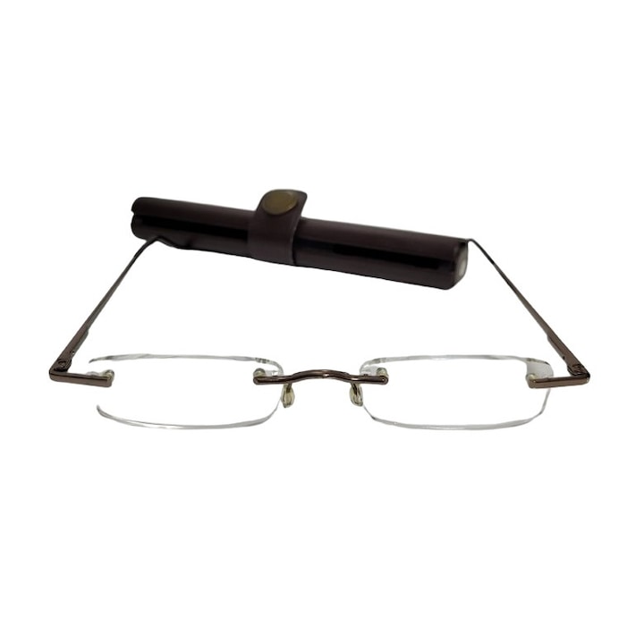 Szemüveg, dioptria +1,5, bőr tokkal, barna, Best