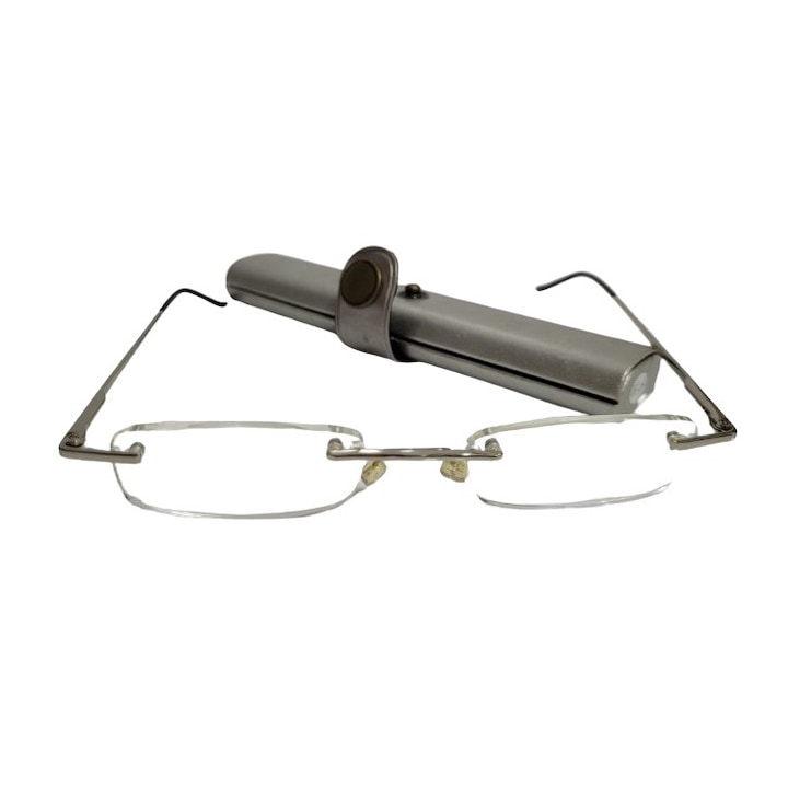 Szemüveg, dioptria +2,0, bőr tokkal együtt, ezüst, Best