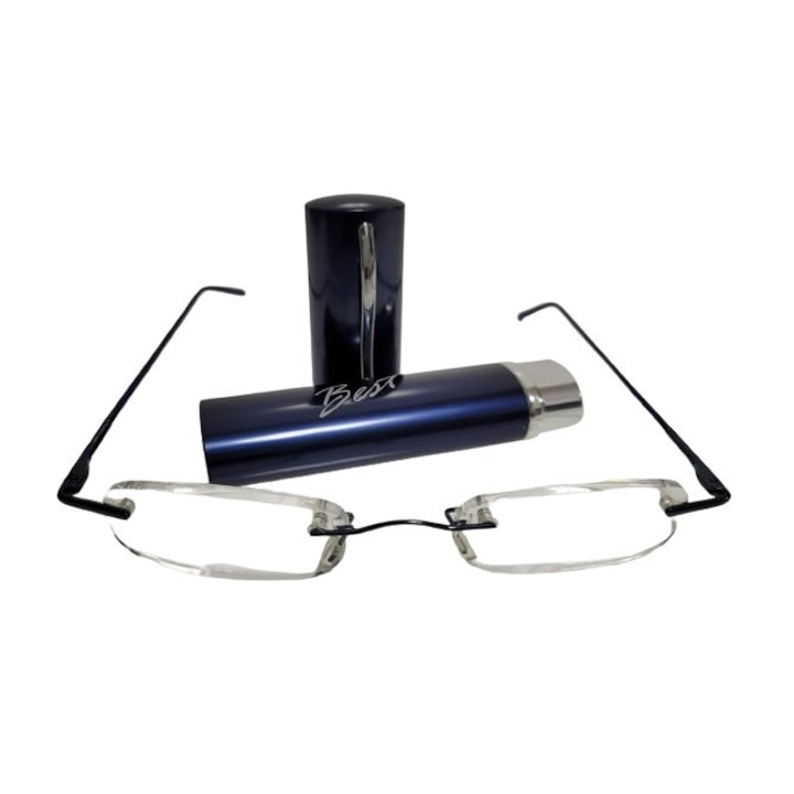 Szemüveg, dioptria +2,5, fém keret tartozék, kék, Best