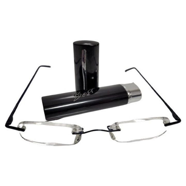 Ochelari de vedere, dioptrie +2.5, toc metalic inclus, negru, Best