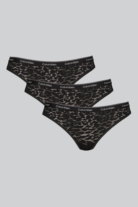 CALVIN KLEIN, Бикини с лого - 3 чифта, Черен/Мръснобял