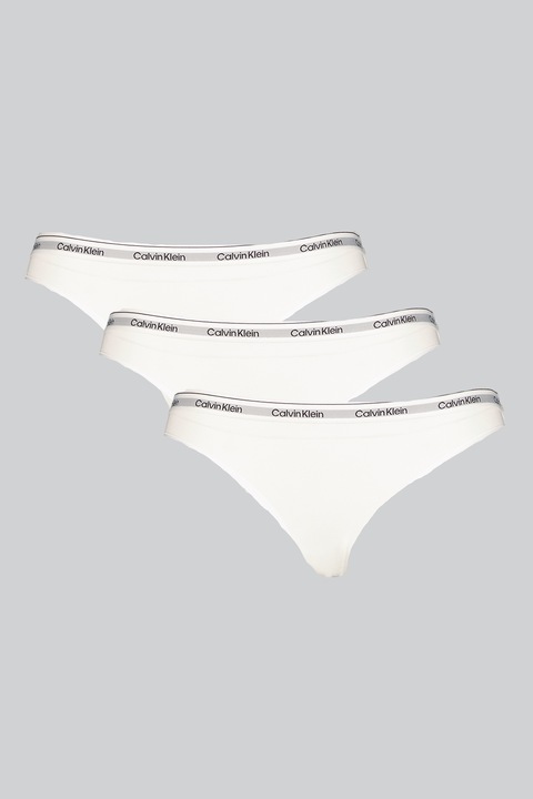 CALVIN KLEIN, Logós derekú bugyi szett - 3 db, Fehér/Szürke