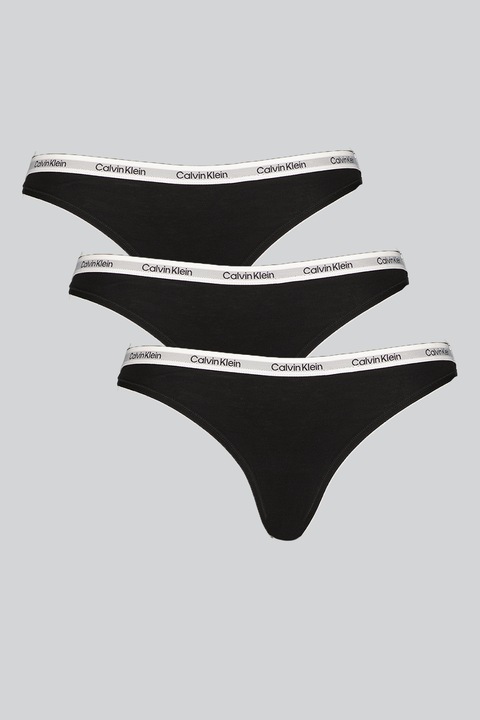 CALVIN KLEIN, Logós tanga szett - 3 db, Fekete/Szürke/Törtfehér