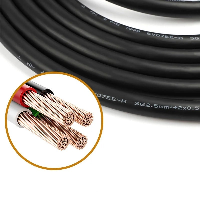 Заряден кабел, T2, 32A, трифазен, 10m, 250V, 22KW, черен - eMAG.bg