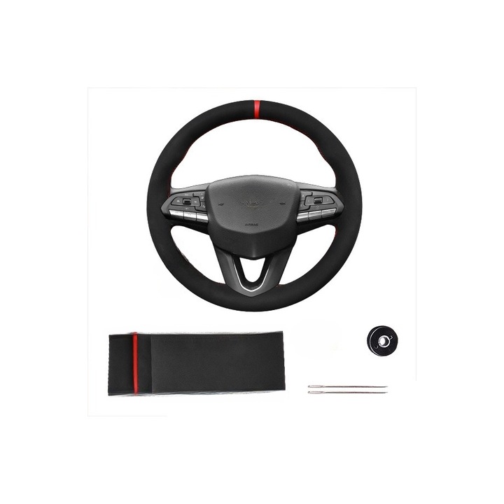 PREMIUM kormányburkolat, tűvel és cérnával, M méret 37-39cm, Alcantara bőr a kellemes megjelenéséért és fokozott kényelemért, Csökkenti a fáradás mértékét, sokkal könnyebb kezelhetőséget tesz lehetővé a kormányon és véd a kopástól, Fekete