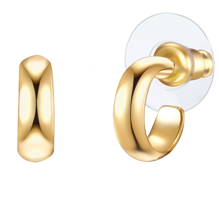 Lulu & Jane, Cercei rotunzi cu tija placati cu aur de 14K, Auriu