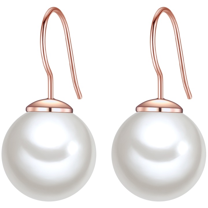 Lulu & Jane, Cercei cu tija, din aur de 14K filat, cu perle, Auriu rose