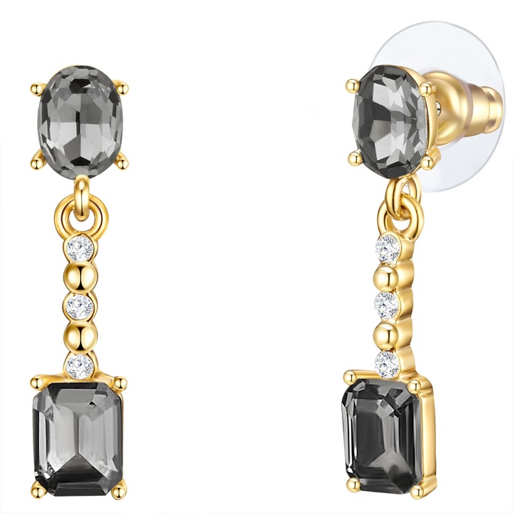 Lulu & Jane, Cercei drop cu tija placati cu aur de 14K, Auriu