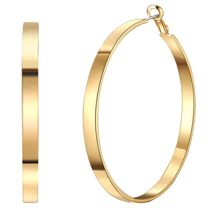 Lulu & Jane, Cercei rotunzi placati cu aur de 14K, Auriu