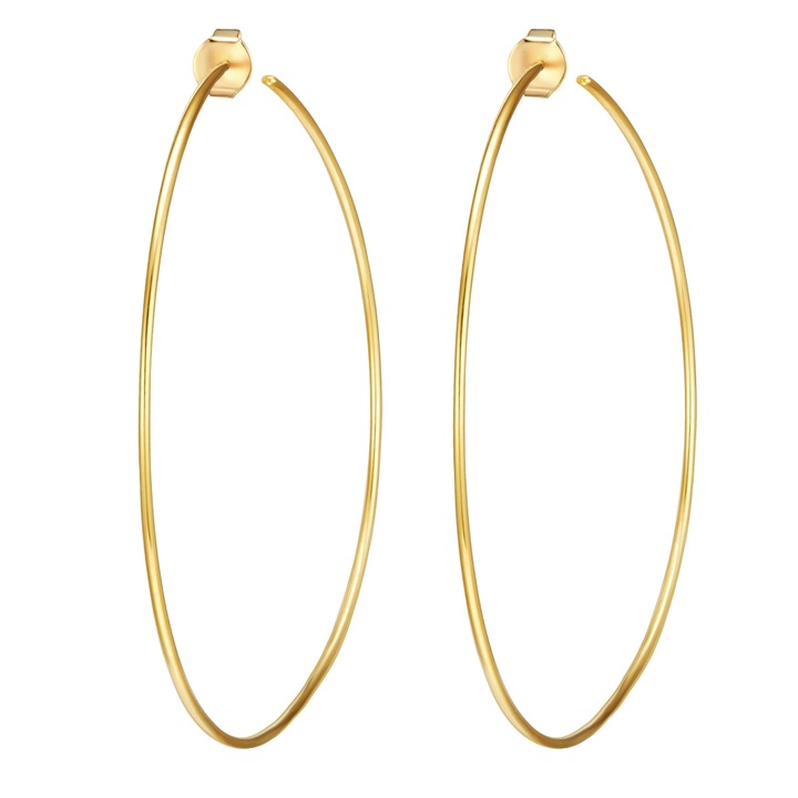 Lulu & Jane, Cercei rotunzi placati cu aur de 14K, Auriu