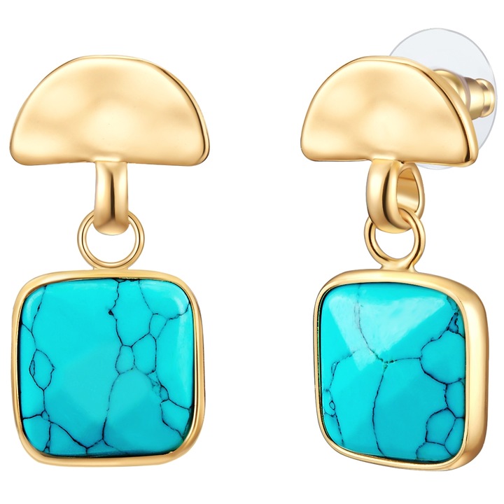 Yokoamii, Cercei de aur de 14K filat, cu turcoaz, Auriu