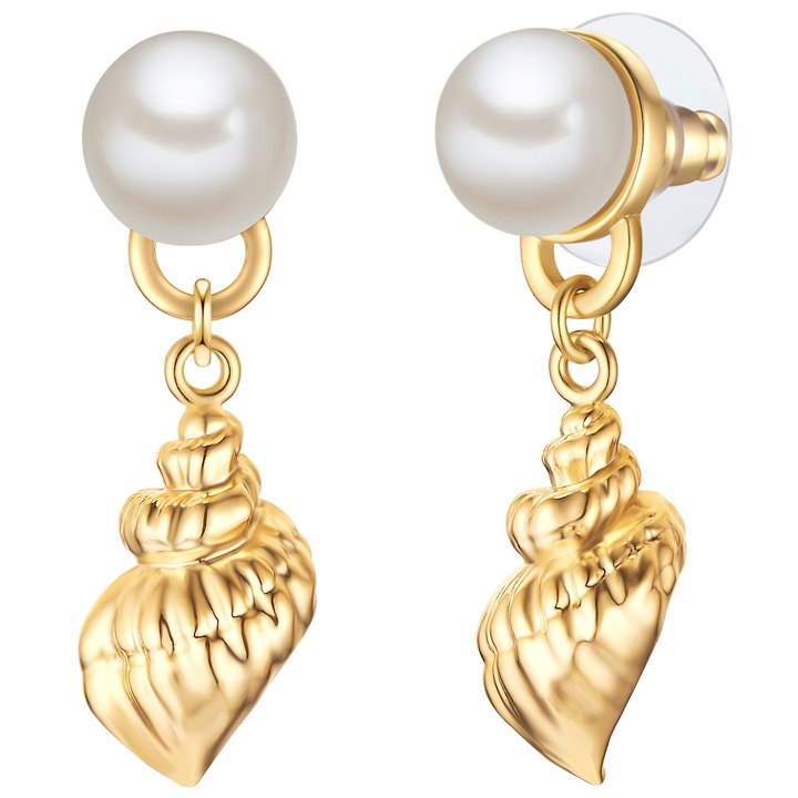 Yokoamii, Cercei de aur de 14K filat, cu perle de cultura, Auriu