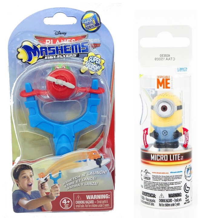 Смачко Disney Planes Червено +Изстрелвачка и Светещ смачко минион фенерче, 52235+40530