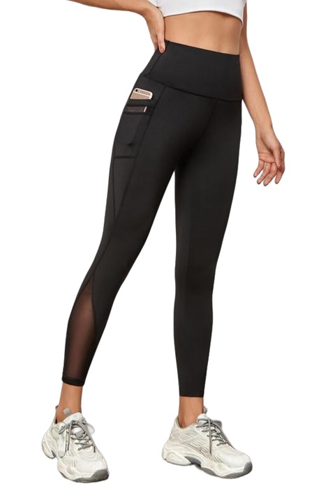 Дамски фитнес клин с джоб, Черен, Черен