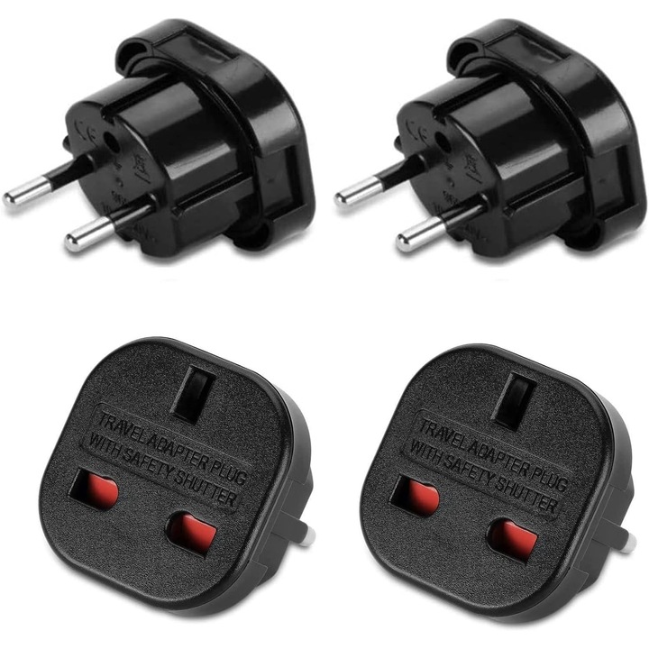 Utazási adapter, Jormftte, 2 darab, Fekete