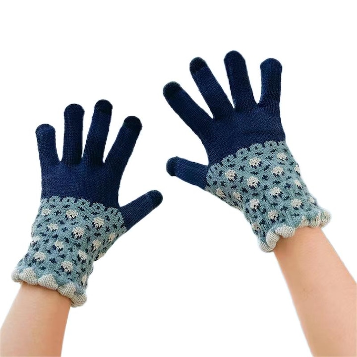 Зимни ръкавици с тъчскрийн, Акрил, Тъмносини, OneSize