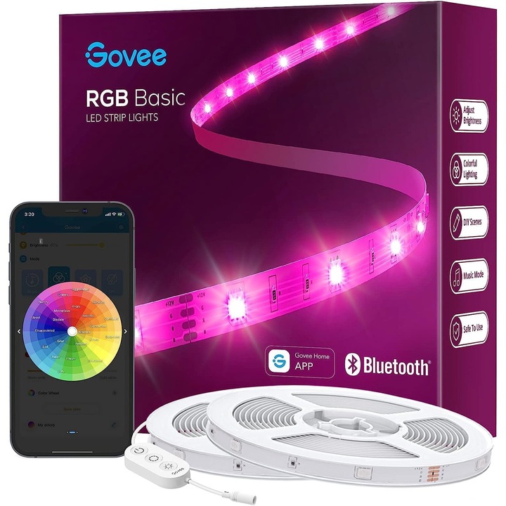 Комплект RGB LED ленти Govee, Bluetooth, управление с App, синхронизация на музика, 30m