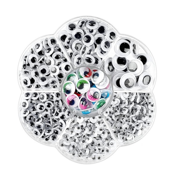 Set 700 ochi jucarii, JENUOS®, autoadeziv, 4-12 mm, plastic, Multicolor