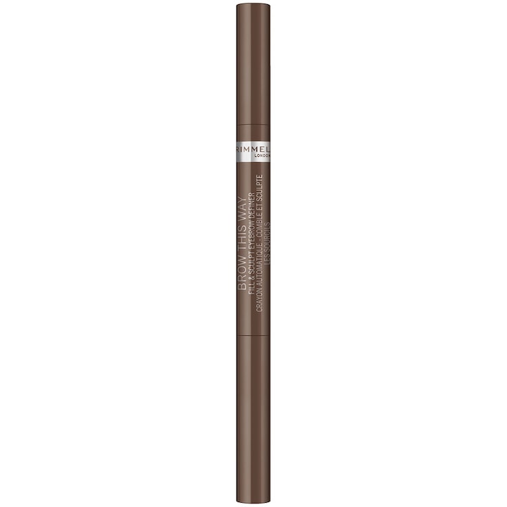 Creion pentru sprancene automatic Rimmel Brow this Way 2-in-1 002 Medium brown, 0.25 g