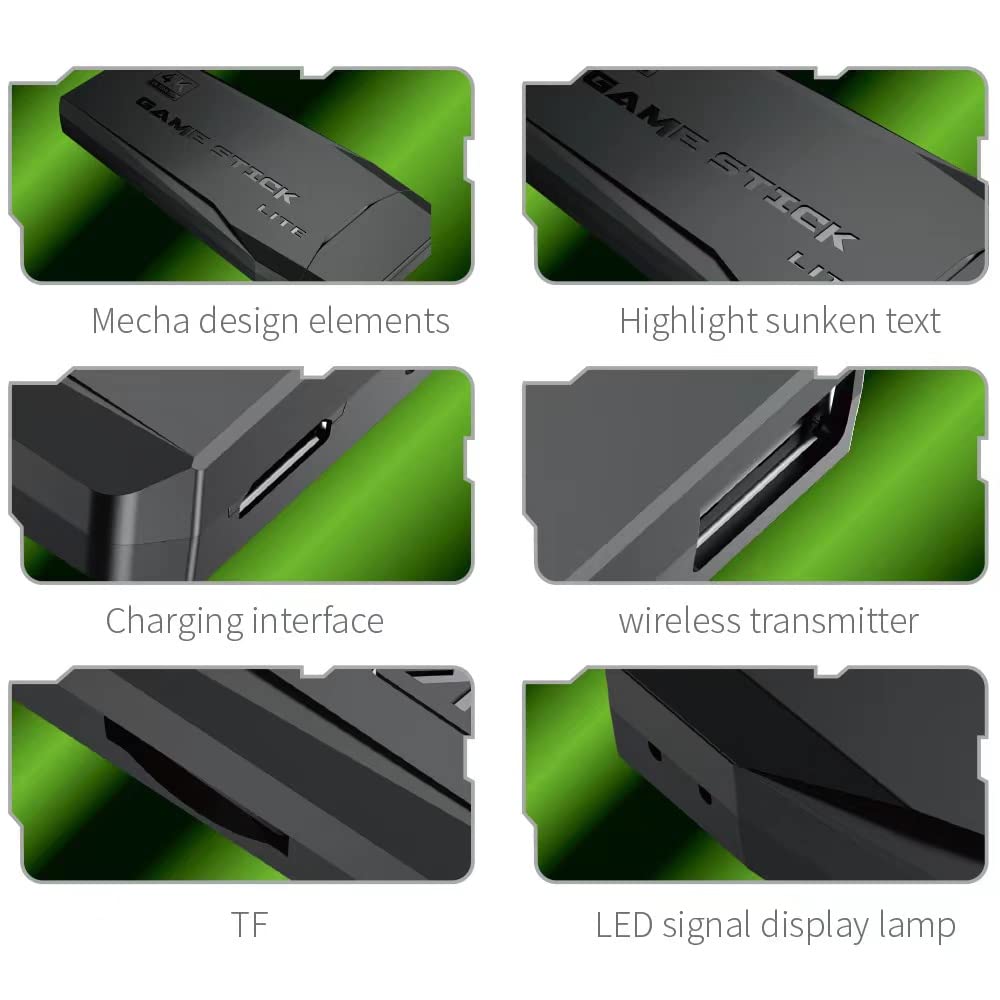 Consola de jocuri retro wireless RQQM, 10000+ jocuri, 2 controlere wireless 2.4G, HDMI 4K, 64GB