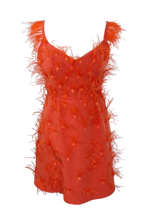 Къса рокля с пера OLYMPIA, Червен