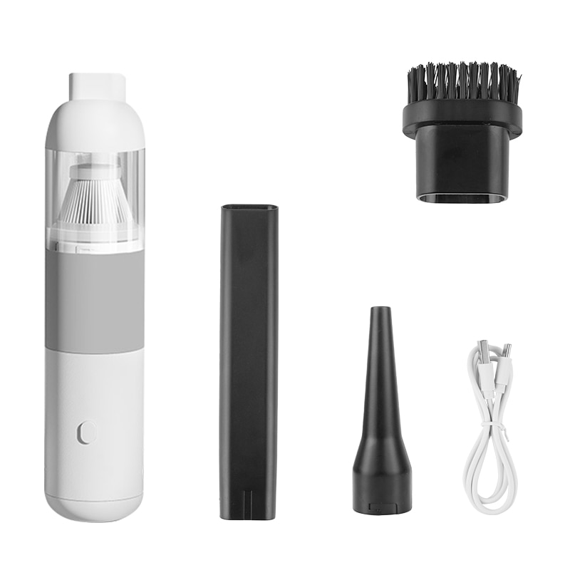 Aspirator de mana, JESWO, 120 W, 6000 Pa, 4000 mAh, Filtru de inalta eficienta, Functie de suflare, Alb/Gri