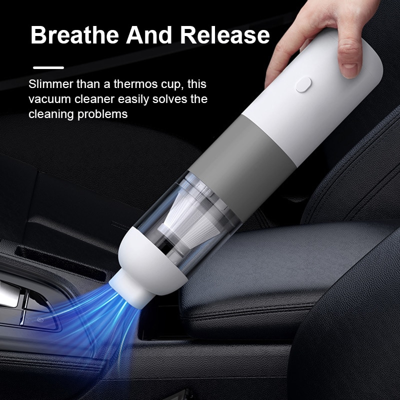Aspirator de mana, JESWO, 120 W, 6000 Pa, 4000 mAh, Filtru de inalta eficienta, Functie de suflare, Alb/Gri